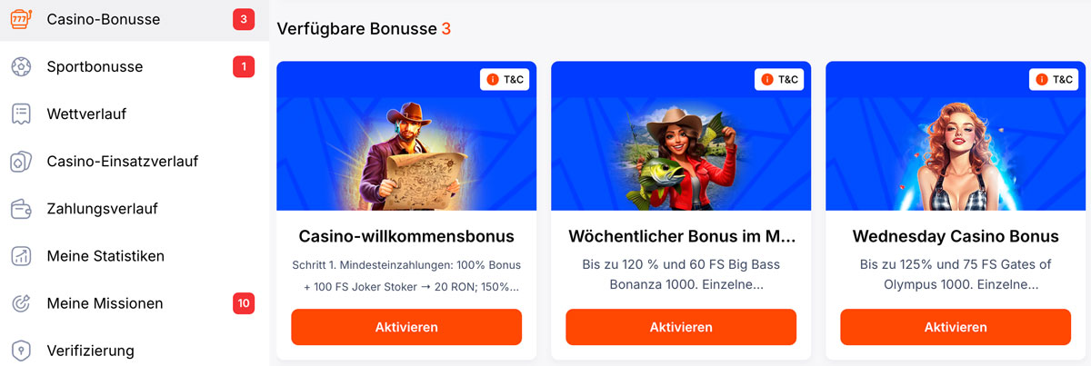VulkanSpiele So aktivierst du Boni