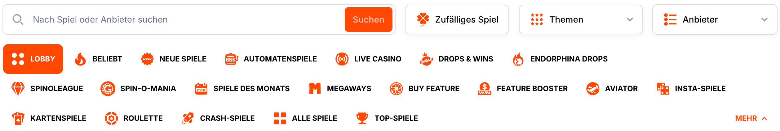 VulkanSpiele Spielkategorien