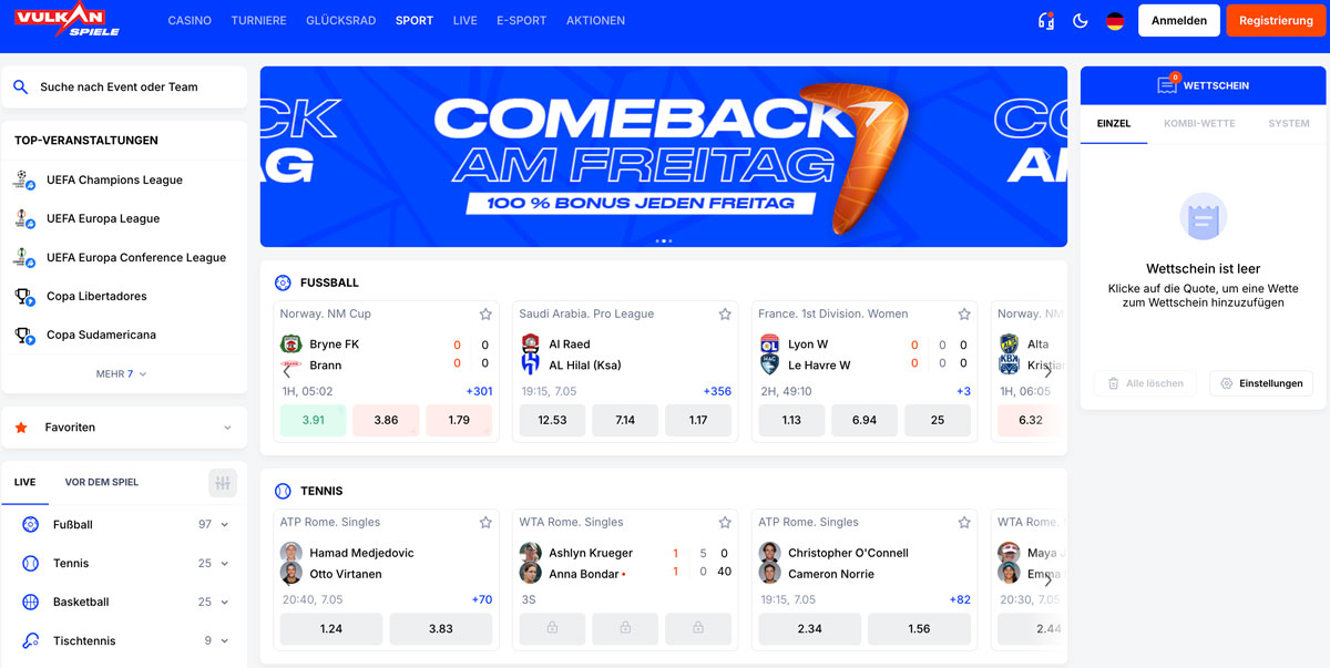 VulkanSpiele Sportwetten